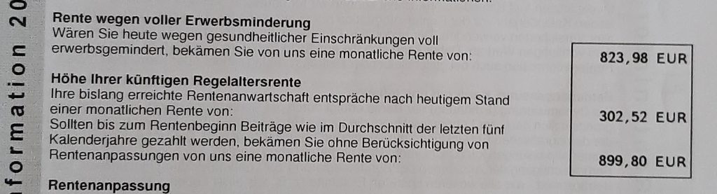 Renteninformation Kästchen Seite 1